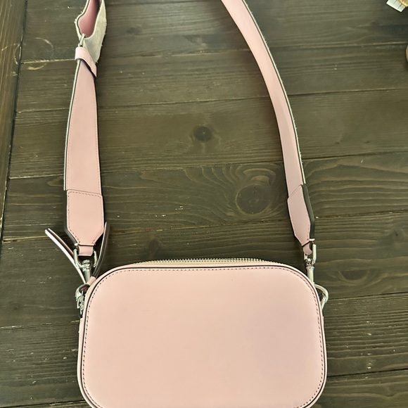 Tory Burch Miller Blush Pebbled Leather Mini Crossbody with Logo Strap - Picture 3 of 3
